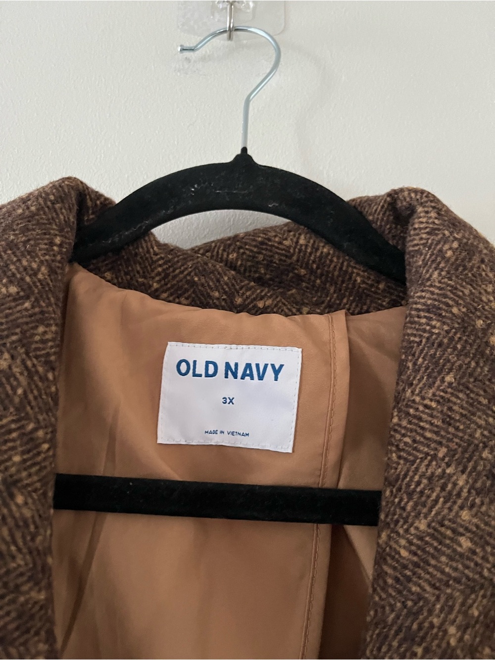 NWT Old Navy Brown Herringbone Tweed Blazer 3X Oversized Preppy Quiet Luxury - Picture 2 of 6